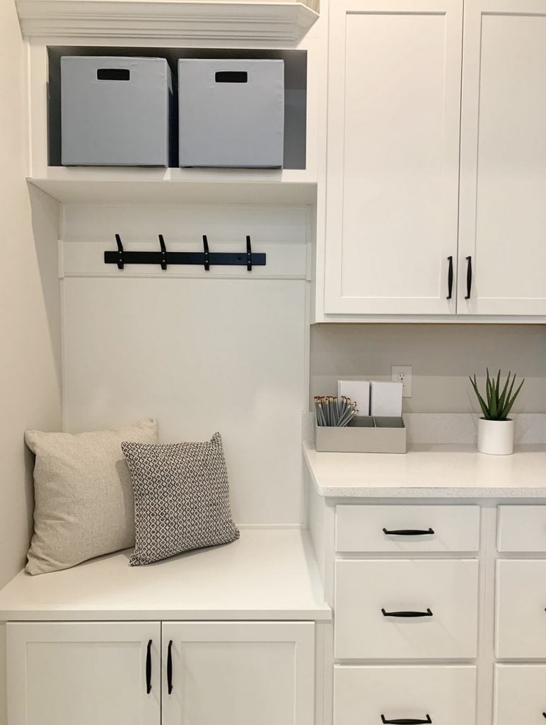 drop zone near a garage decorated with minimalist decor