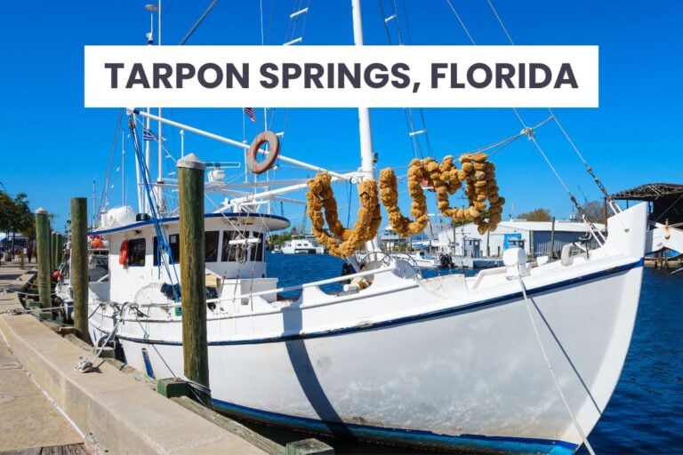 Sponge boat docked at the Tarpon Springs Sponge Docks in Florida